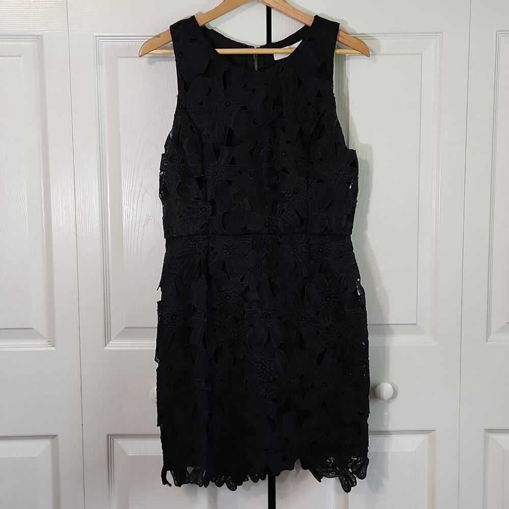 ASTR The Label Women's Black Lace Sleeveless Knee Length Back Zipper Dress Sz LG